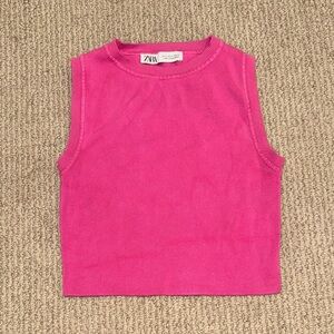 Zara Pink Cropped Tank Top